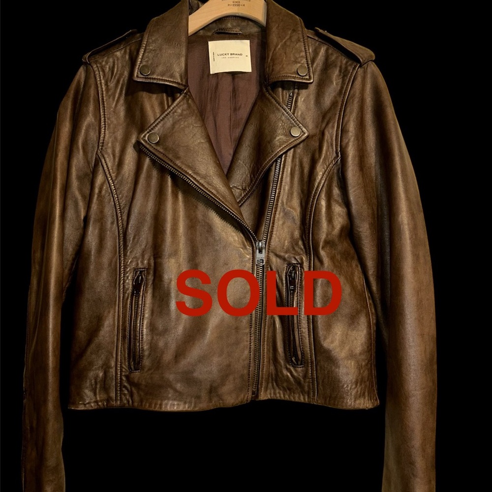 Lucky Brand Women's Distressed Brown Lamb Leather Jacket